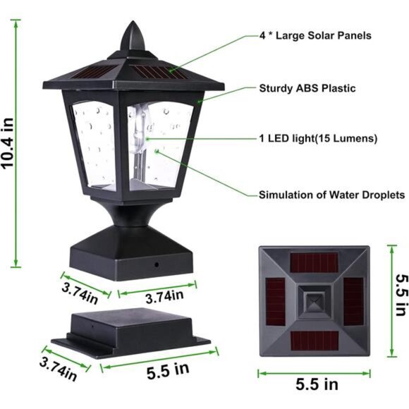 Solar Post Lights Solar Lamp Post Cap Lights Fence Post Solar Lights Outside - Picture 11 of 16
